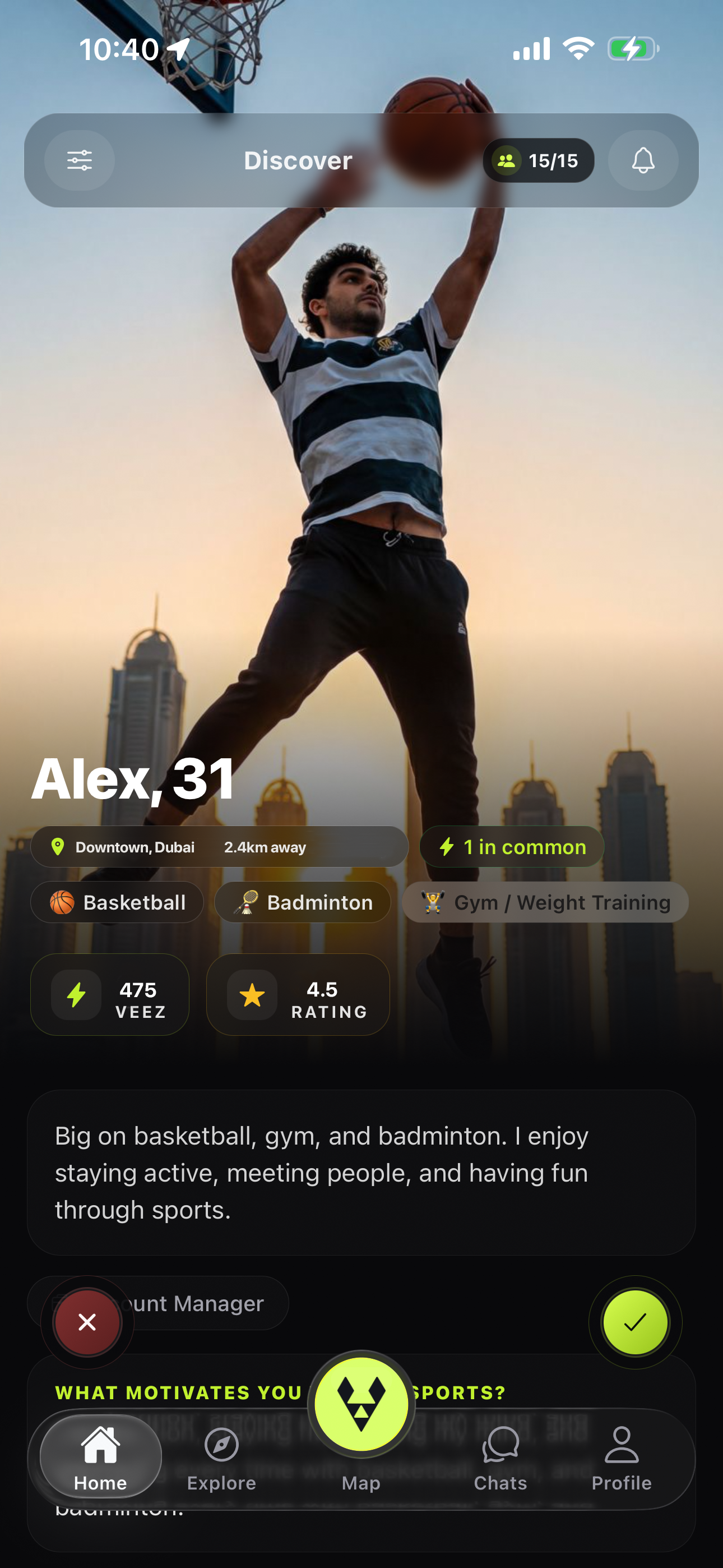 Veez Discover screen
